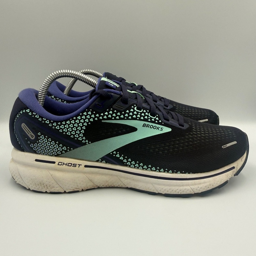 Brooks Ghost 14 Women Size 10 Running Shoes Wide D 1203561D446 Navy Teal